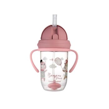 CANPOL TASSE AVEC PAILLE ROSE BONJOUR PARIS 270 ML 6mois+ /REF56/607