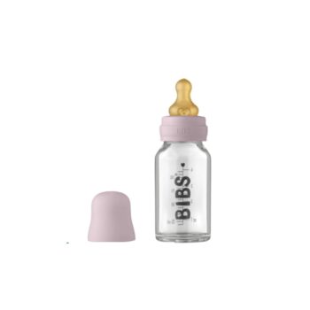 BIBS BABY GLASS BOTTLE COMPLETE SET DUSKY LILAC 110ML