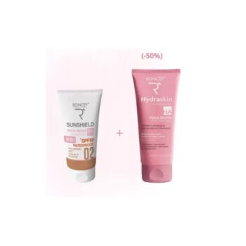 RONCEY COFFRET SUNSHIELD 02 SPF 50+ WATERPROOF 50ML+HYDRASKIN HA GEL PEAUX SECHES 200ML (-50%)
